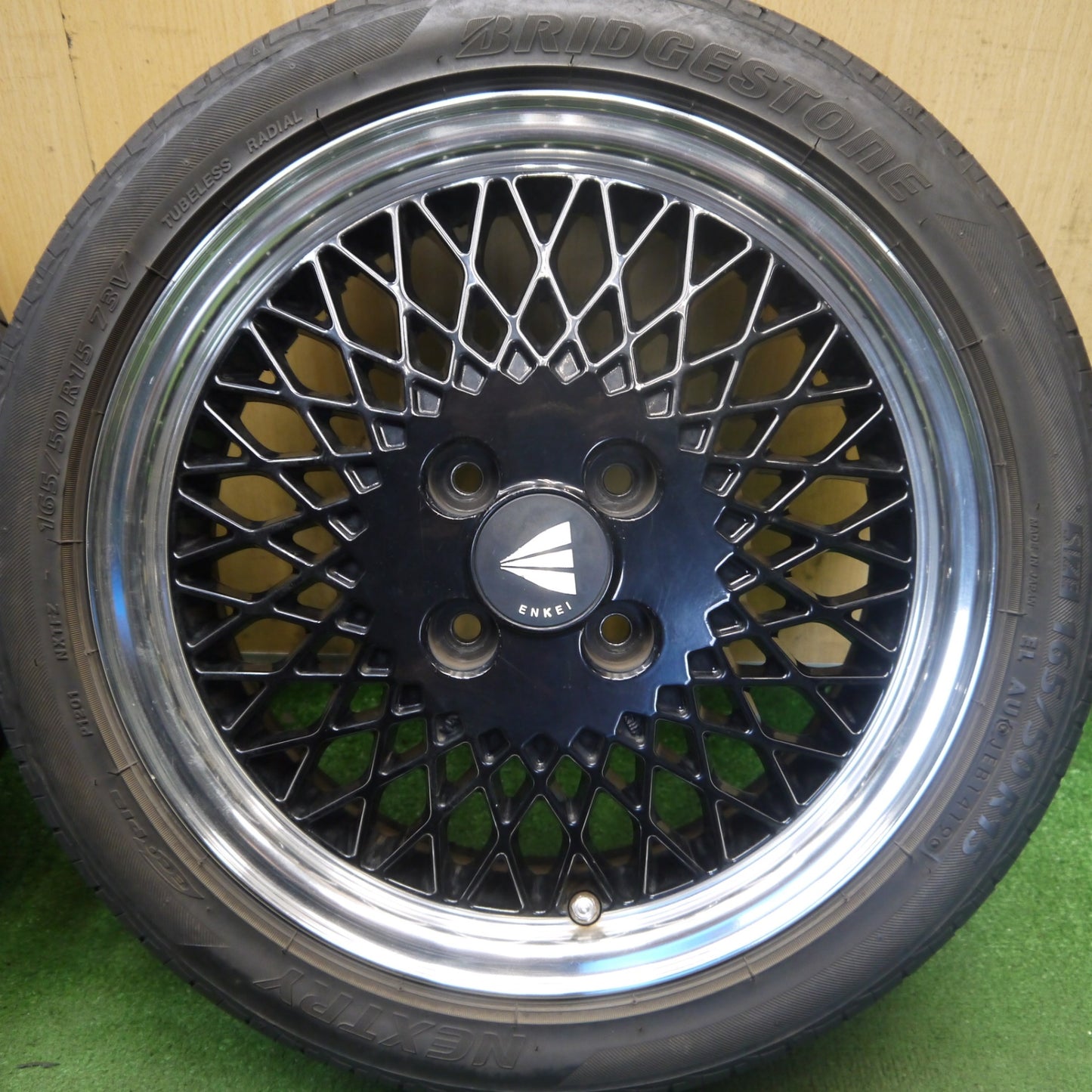 キレイ◎165/50R15 ブリヂストン ネクストリー エコピア ENKEI 92 エンケイ 15インチ PCD100/4H◎6081202Hノ