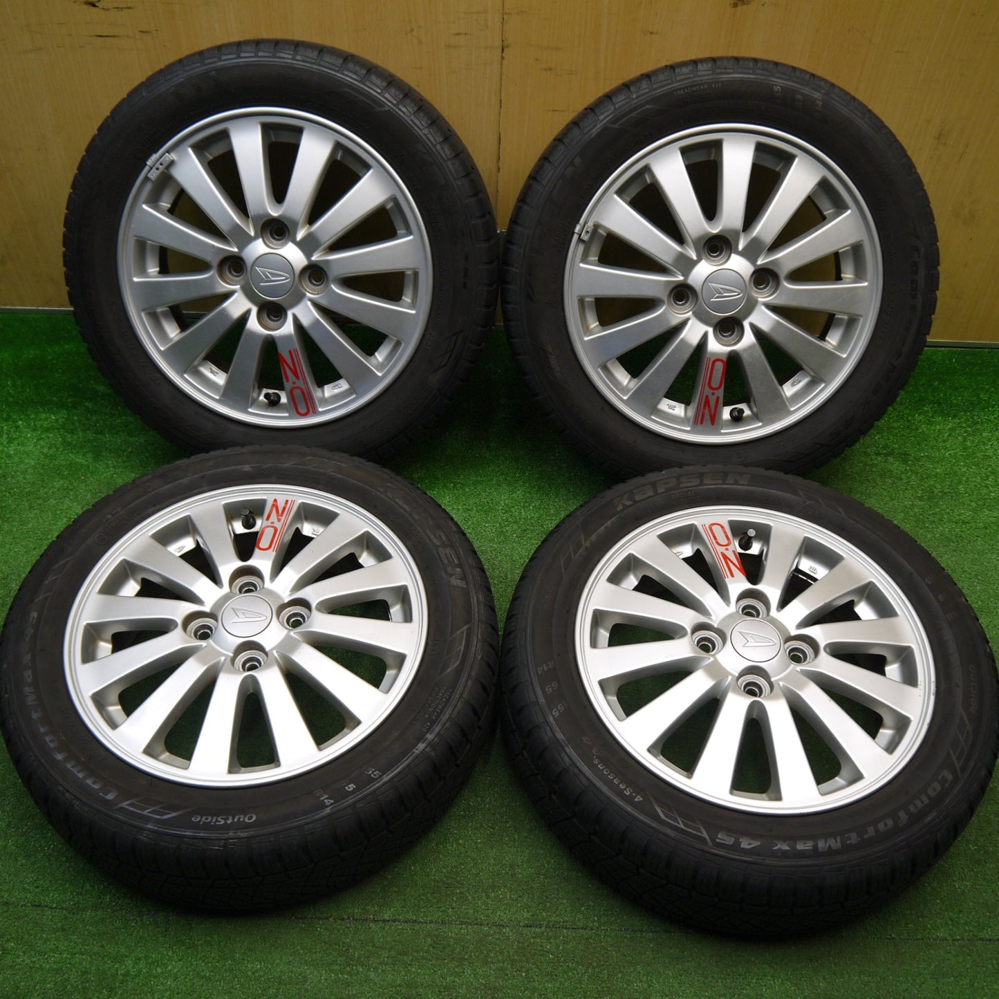 4本価格！21年★ダイハツ ムーヴ コンテ 等 純正 155/65R14 カプセン ComfortMax 4S オールシーズン 14インチ PCD100/4H★5111805Hス