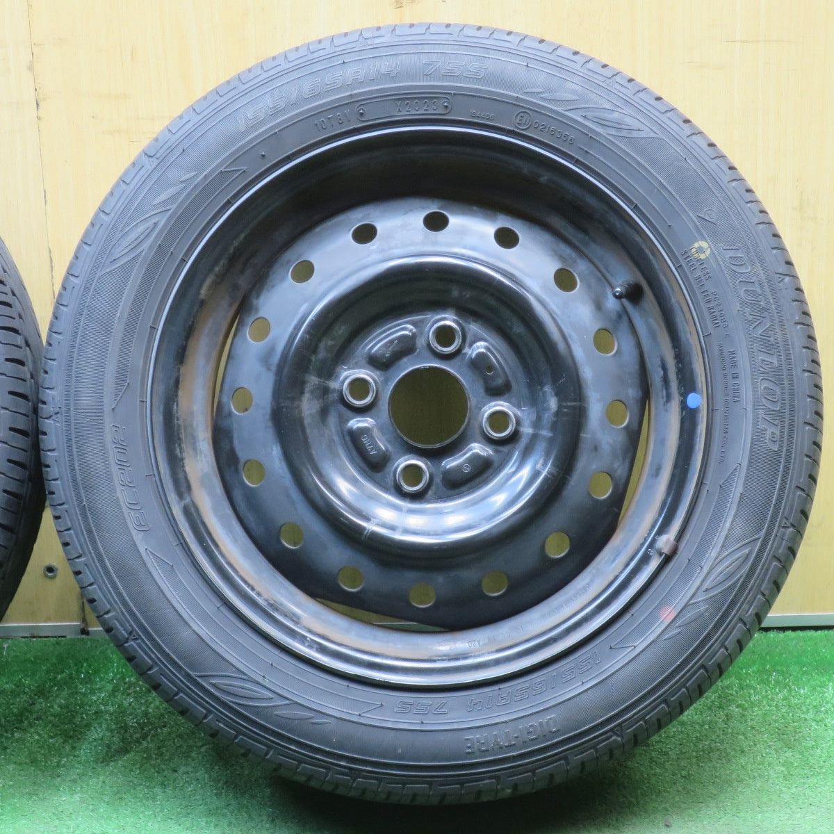 4本価格！23年★155/65R14 ダンロップ EC202 スチール ホイール 14インチ PCD100/4H★6032706NJノ