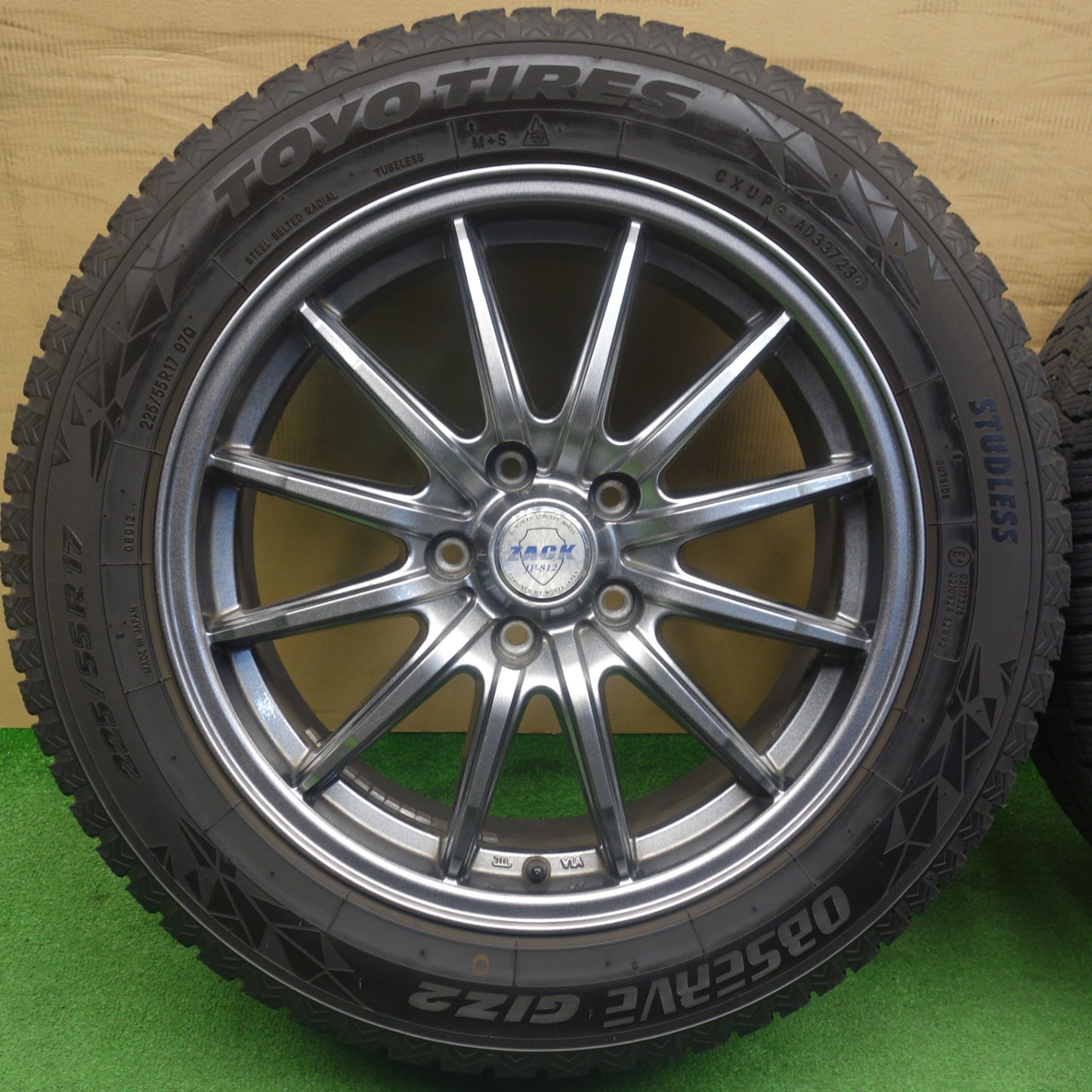 バリ溝！23年！8.5分★スタッドレス 225/55R17 トーヨー オブザーブ GIZ2 ZACK JP-812 MONZA ザック モンツァ 17インチ PCD114.3/5H★6051806KTス