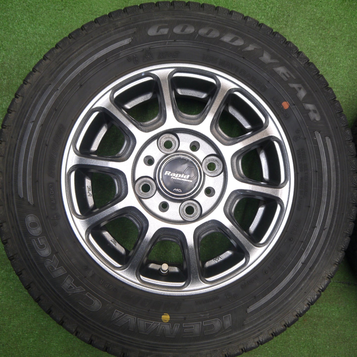 バリ溝！キレイ！9分★スタッドレス 145R12 6PR グッドイヤー アイスナビ CARGO Rapid Performance MiD ラピッド パフォーマンス 12インチ PCD100/4H★6010708Hス