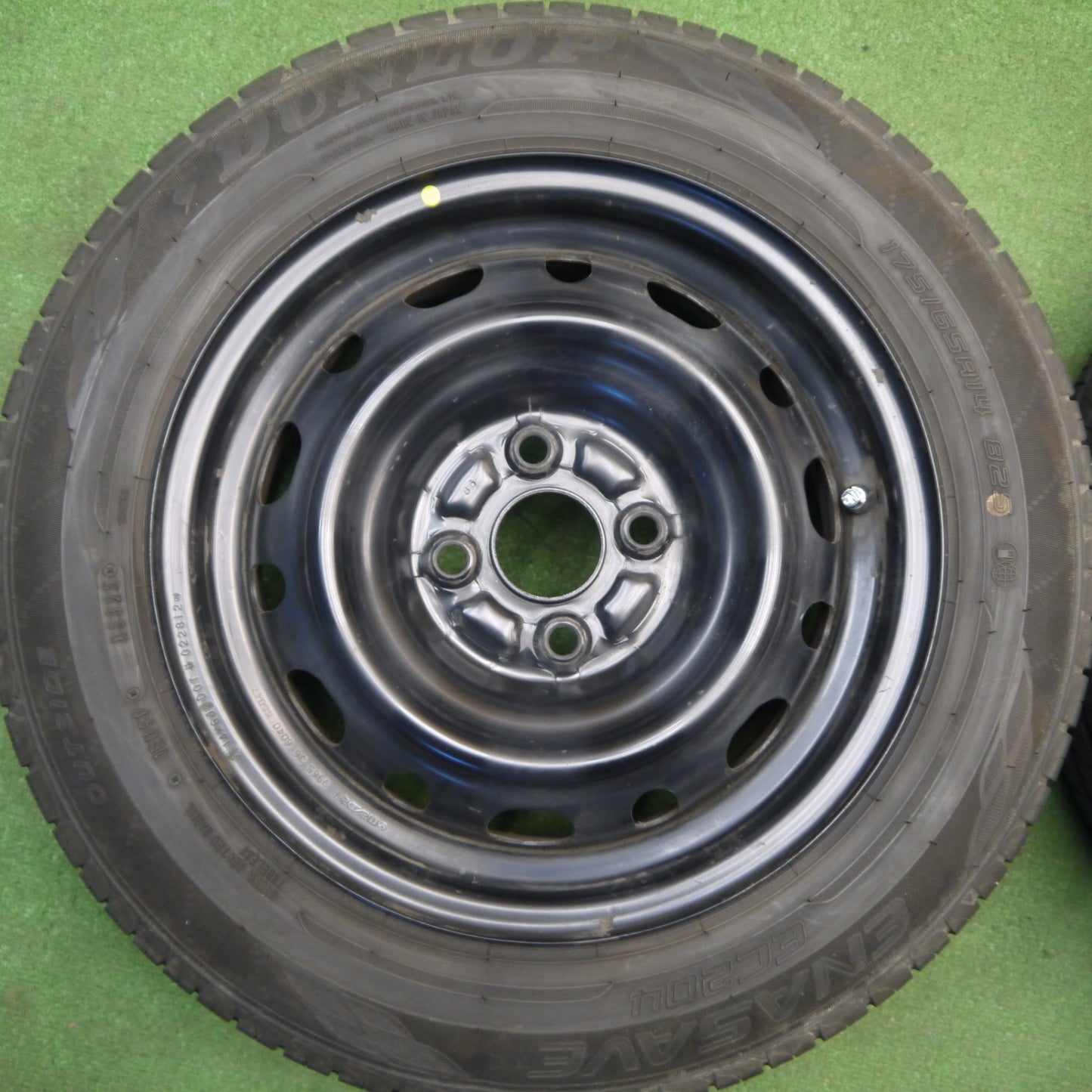 バリ溝！9.5分★マツダ デミオ 純正 スチール 175/65R14 ダンロップ エナセーブ EC204 14インチ PCD100/4H★6011604Hノ