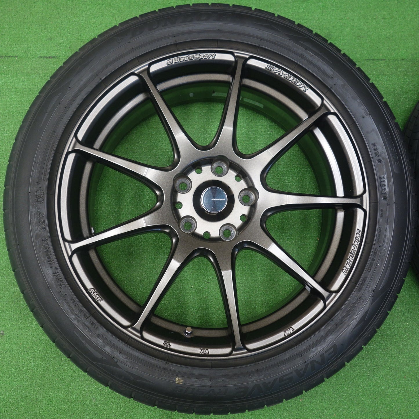 バリ溝！キレイ！9.5分★WedsSport SA-99R 225/50R18 ダンロップ エナセーブ RV505 ウェッズスポーツ 18インチ PCD114.3/5H★6041202KTノ
