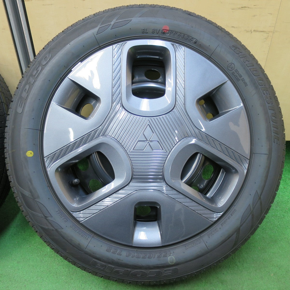 [送料無料] 新車外し！24年★三菱 デリカ ミニ 純正 スチール 155/65R14 ブリヂストン エコピア EP150 14インチ PCD100/4H★5031406イノ