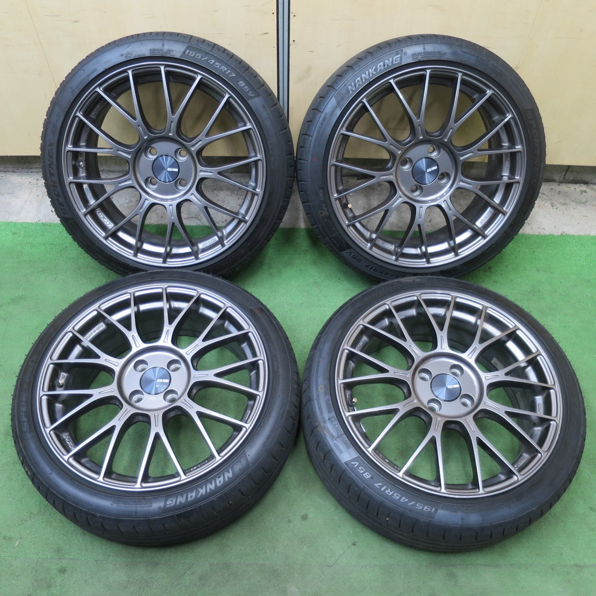キレイ！25年★ENKEI PFM1 195/45R17 ナンカン SPORTNEX AS-3 エンケイ 17インチ PCD100/4H★6020302ナノ