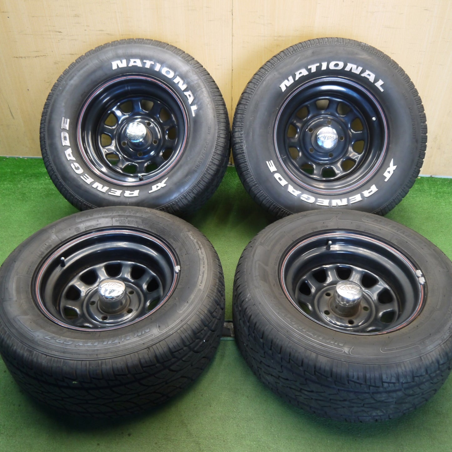 バリ溝！9分◎AWC DAYTONA 255/60R15 275/60R15 ナンカン NK UTILITY SP-7 NATIONAL XT RENEGADE ホワイトレター デイトナ スチール 15インチ PCD127/5H◎6081808Hノ