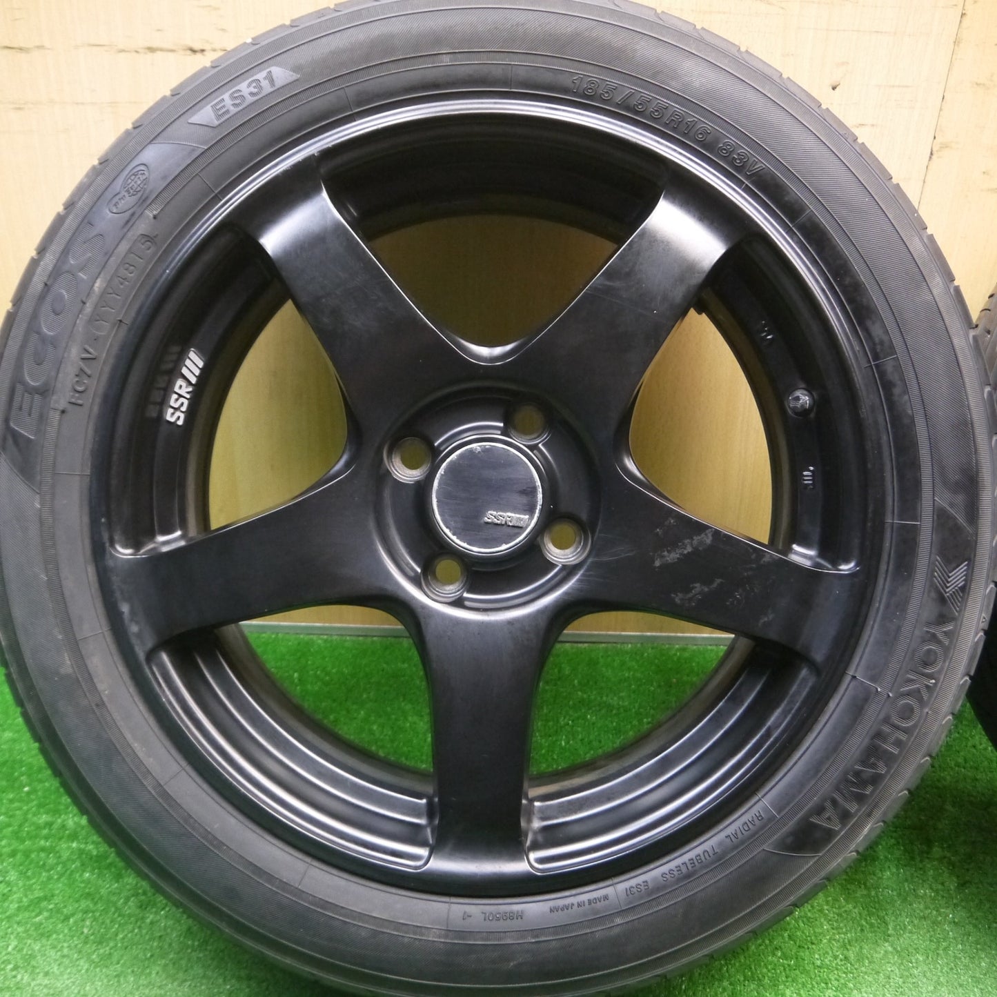 [送料無料] バリ溝！8.5分★SSR GTV01 185/55R16 ヨコハマ エコス ES31 16インチ PCD100/4H★4121805Hノ