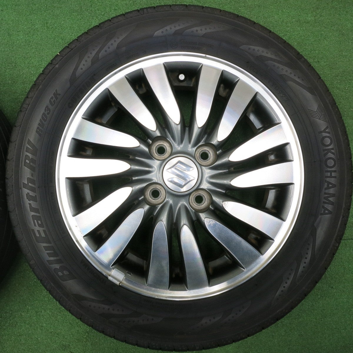 [送料無料] バリ溝！22年！9分★スズキ ソリオ 純正 165/65R14 ヨコハマ BluEarth-RV RV03 CK ブルーアース 14インチ PCD100/4H★5012803NJノ
