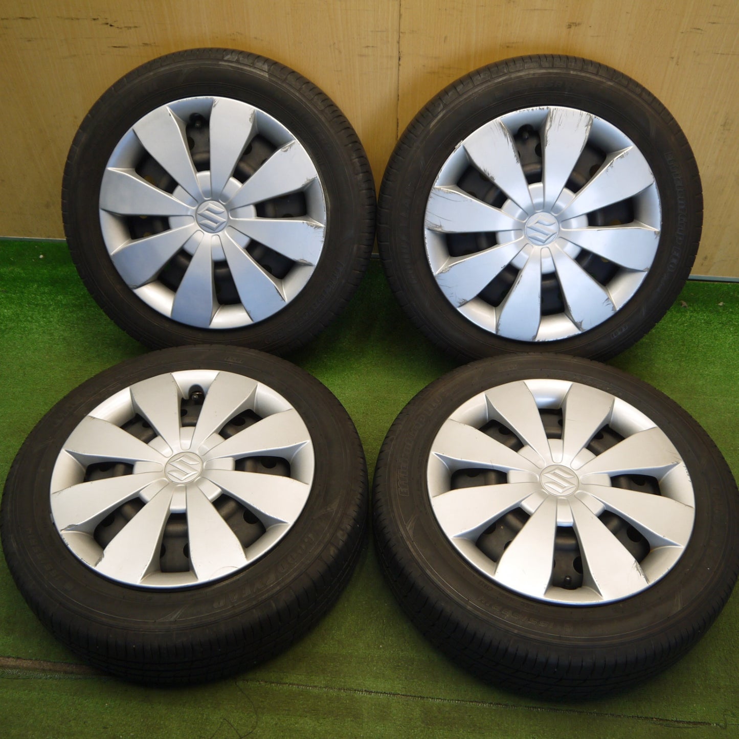 4本価格！22年★スズキ ワゴンR 純正 スチール 155/65R14 グッドイヤー EfficientGrip ECO hybrid EG01 14インチ PCD100/4H★6051808Hノ