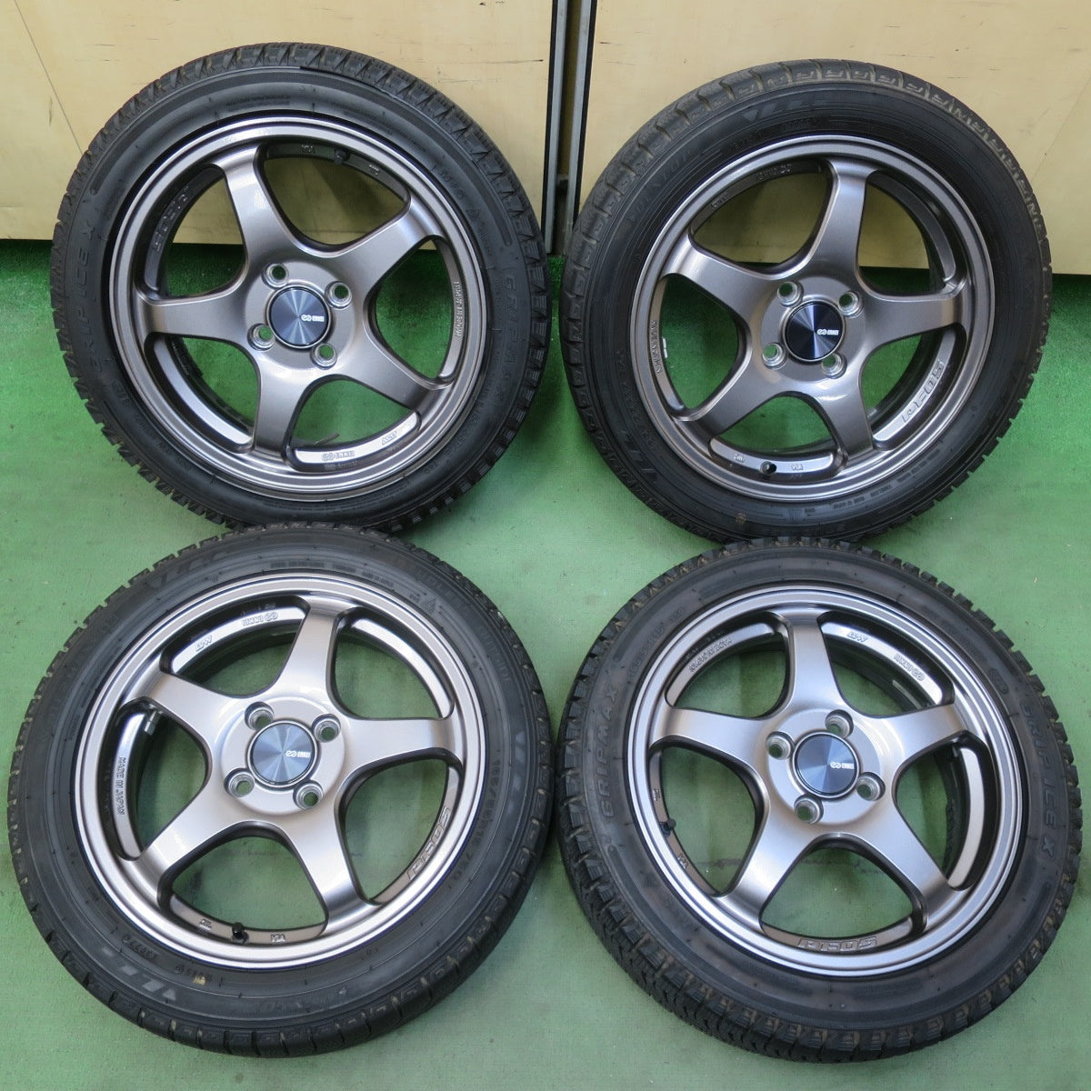 バリ溝！22年！キレイ！9分★スタッドレス ENKEI PF05 165/55R15 ダンロップ ウインターマックス03 エンケイ 軽サイズ PCD100/4H★6041703イス