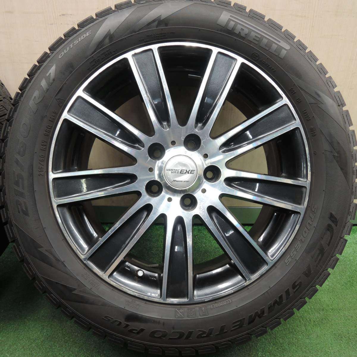 バリ溝！8.5分★スタッドレス 215/60R17 ピレリ アイスアシンメトリコ プラス VERTEC VR-5 MANARAY PCD114.3/5H★4021710HAス