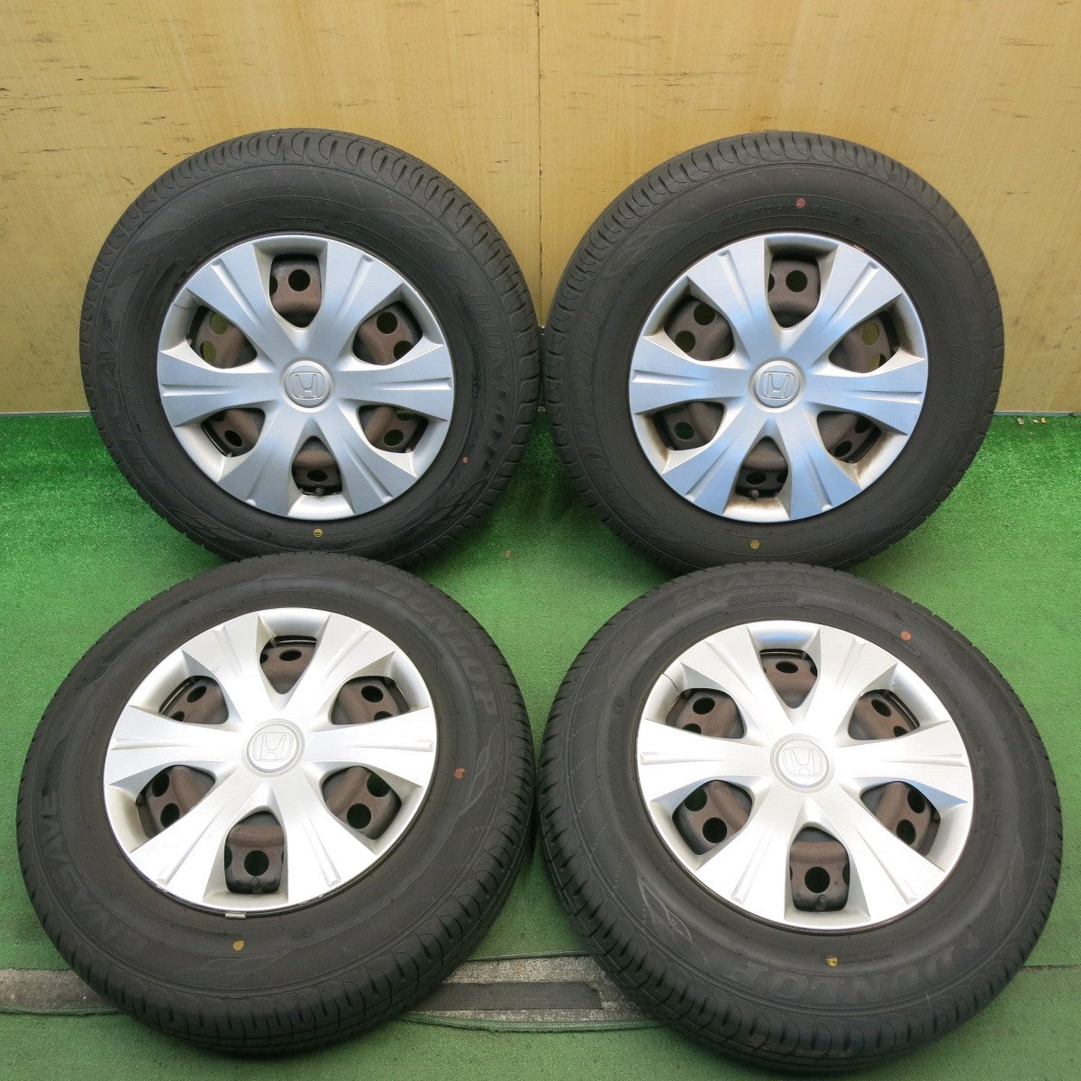 バリ溝！23年！9.5分◎ホンダ フリード 純正 スチール 185/70R14 ダンロップ エナセーブ EC204 14インチ PCD100/4H◎6082701HAノ