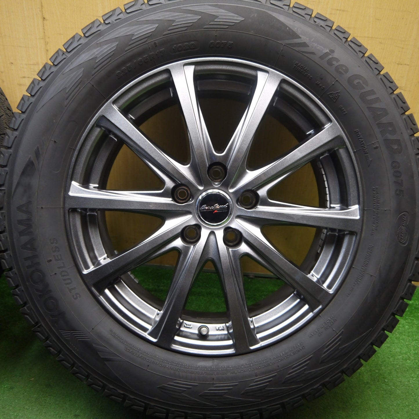 バリ溝！24年！キレイ！9.5分★スタッドレス 225/65R17 ヨコハマ アイスガード G075 EuroSpeed MANARAY SPORT ユーロスピード 17インチ PCD114.3/5H★5061001Hス