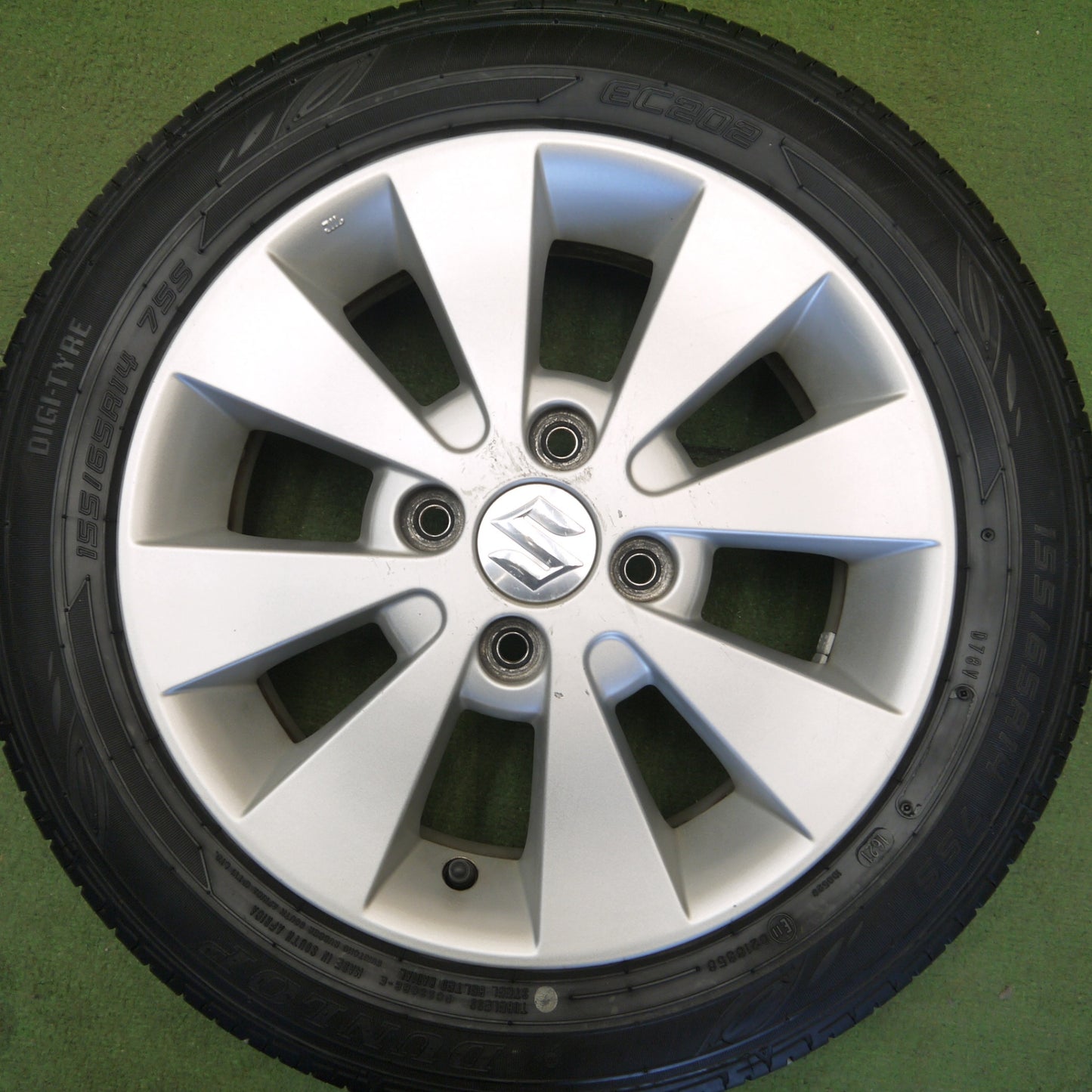 バリ溝！9分★スズキ MH23S ワゴンR 純正 155/65R14 ダンロップ EC202 14インチ PCD100/4H★6051109Hノ