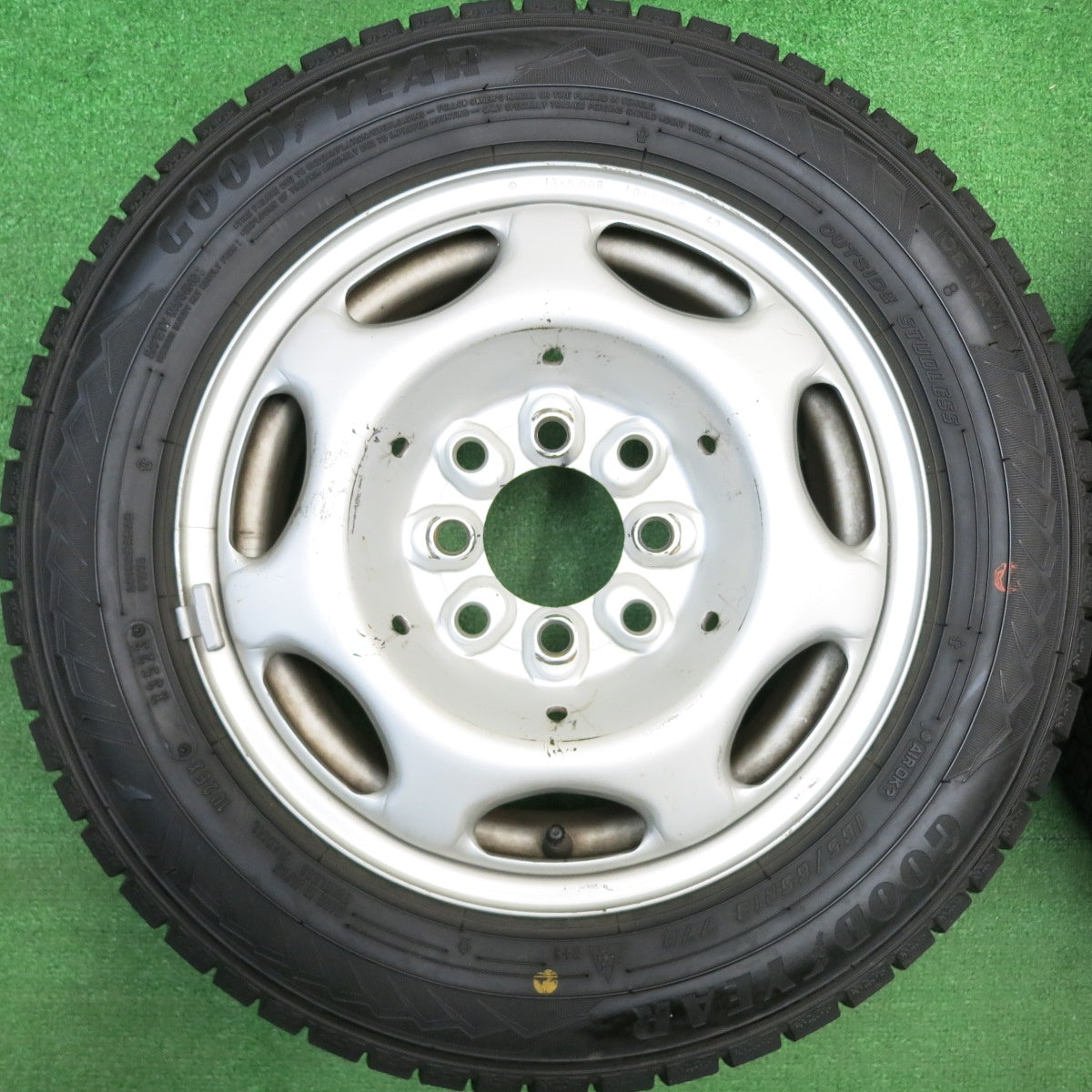超バリ溝！23年！ほぼ10分★スタッドレス 165/65R13 グッドイヤー アイスナビ8 スチール ホイール 13インチ PCD 100 114.3/4H マルチ★5122104HAス