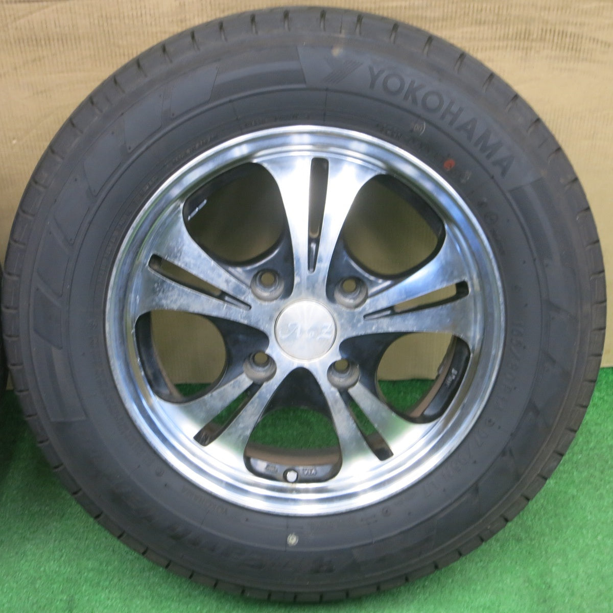 バリ溝！25年！9.5分★165/80R14 97/95N ヨコハマ BluEarth-Van RY55 A to Z 社外 アルミ ブルーアース 14インチ PCD114.3/4H★6021105NKノ