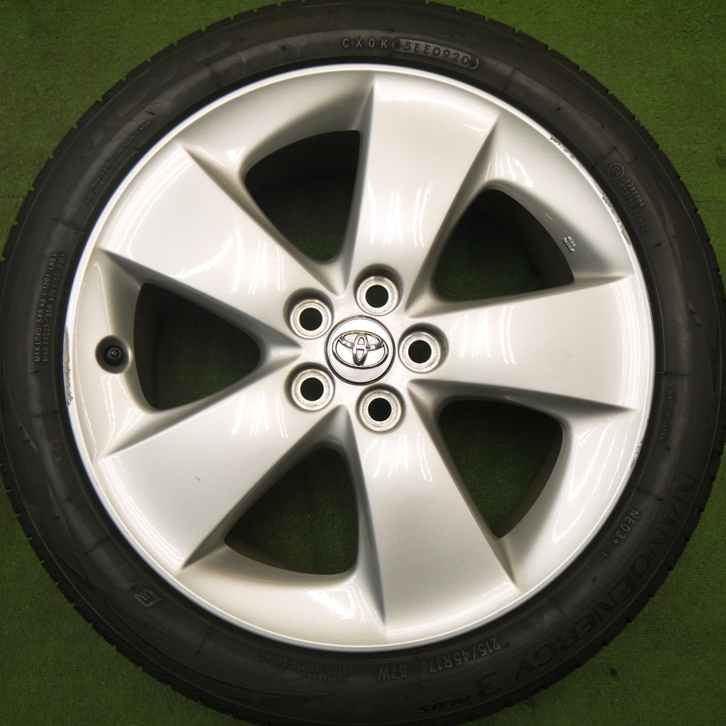 バリ溝！9.5分★トヨタ 30系 プリウス S G ツーリング 純正 215/45R17 トーヨー ナノエナジー3 プラス 17インチ PCD100/5H★6030902Hノ