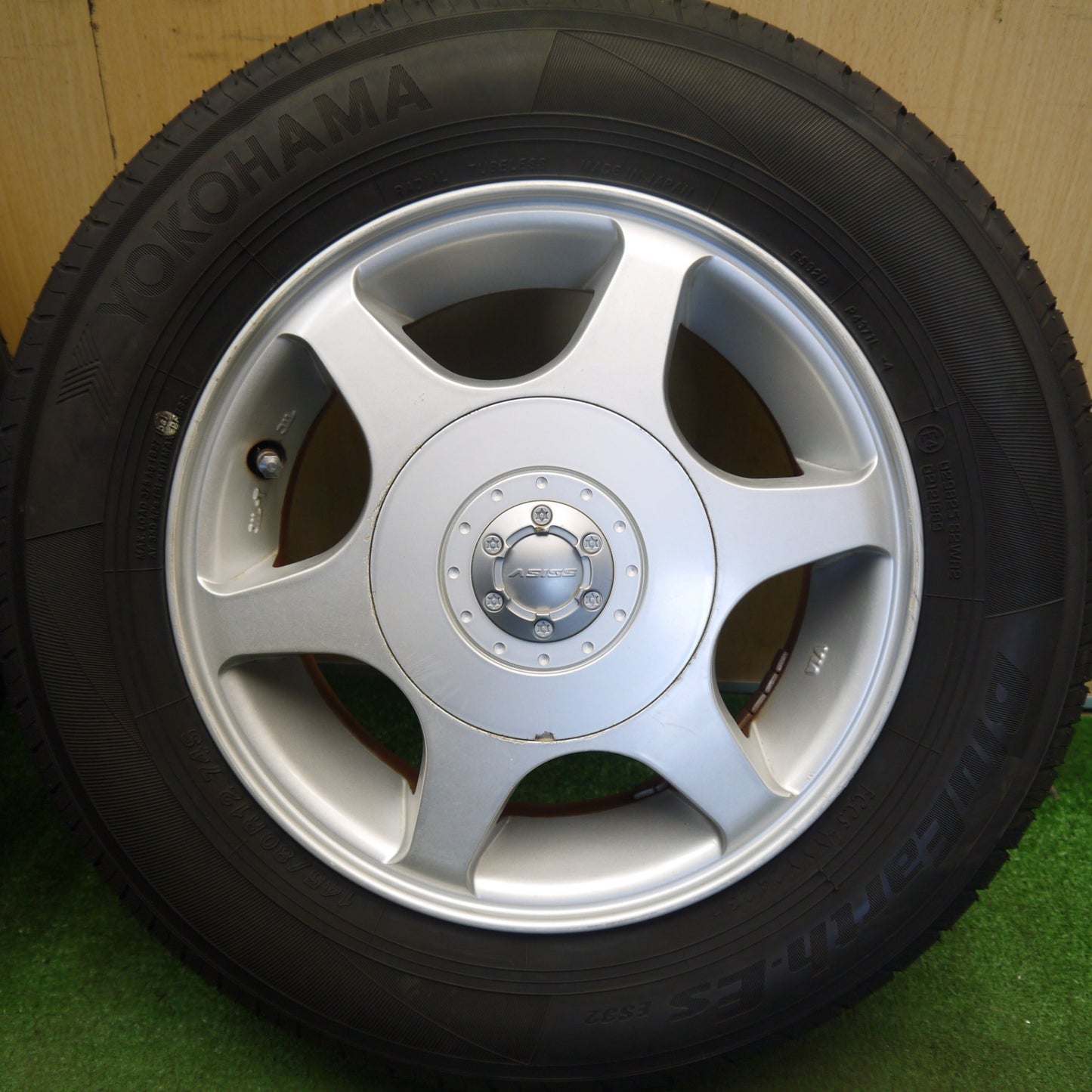 バリ溝！23年！9分★145/80R12 ヨコハマ BluEarth-ES RS32 ASISS 社外 アルミ 12インチ PCD100 110 114.3/4H マルチ★6051813Hノ