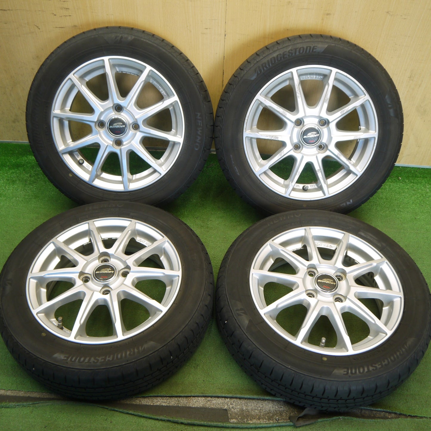 4本価格！24年◎155/65R14 ブリヂストン NEWNO SCHNEIDER ATECH ニューノ シュナイダー エーテック 14インチ PCD100/4H◎6080702Hノ