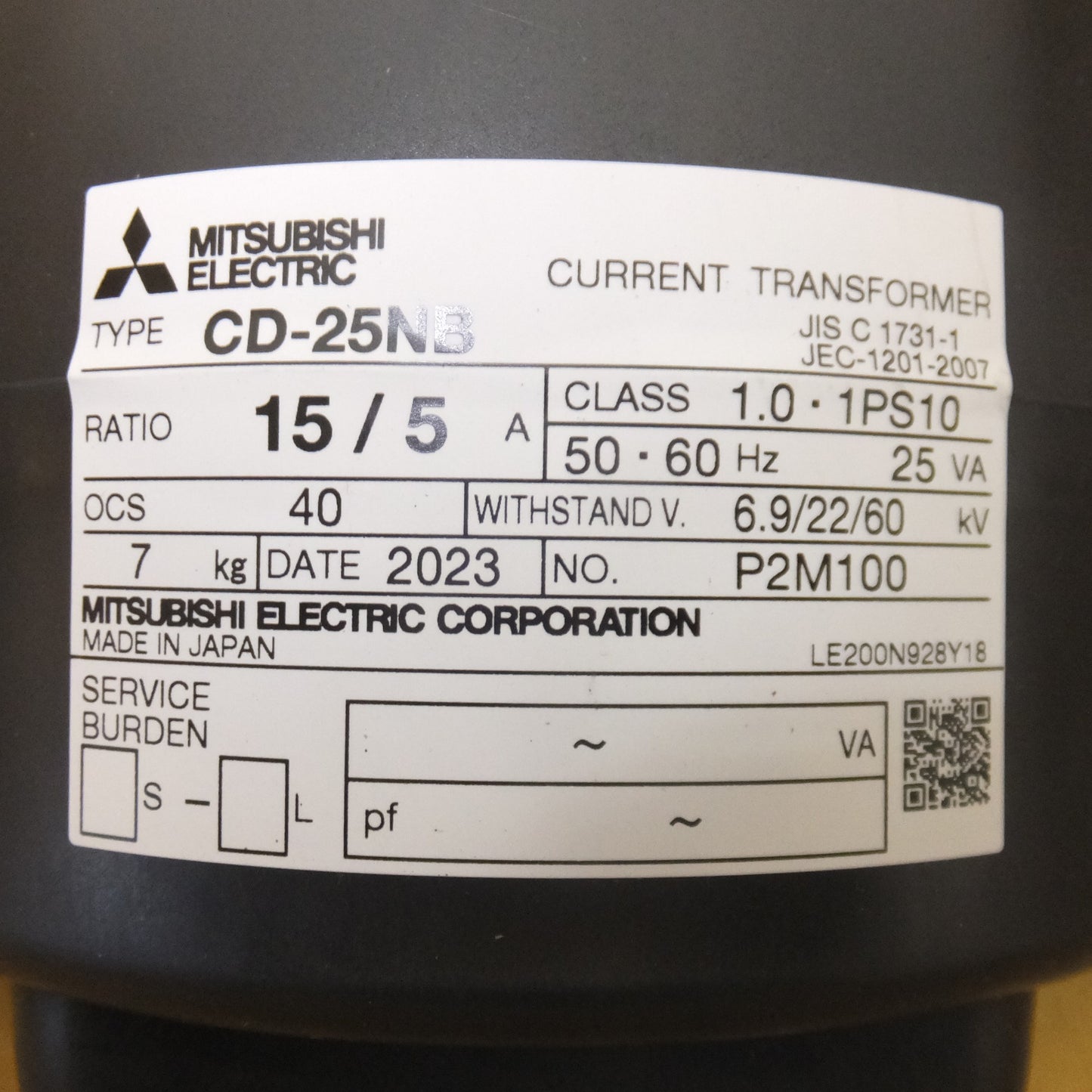 [送料無料] 未使用★三菱電機 MITSUBISHI 計器用変成器 変流器 電力管理用計器 CD-25NB　RATIO 15/5A★