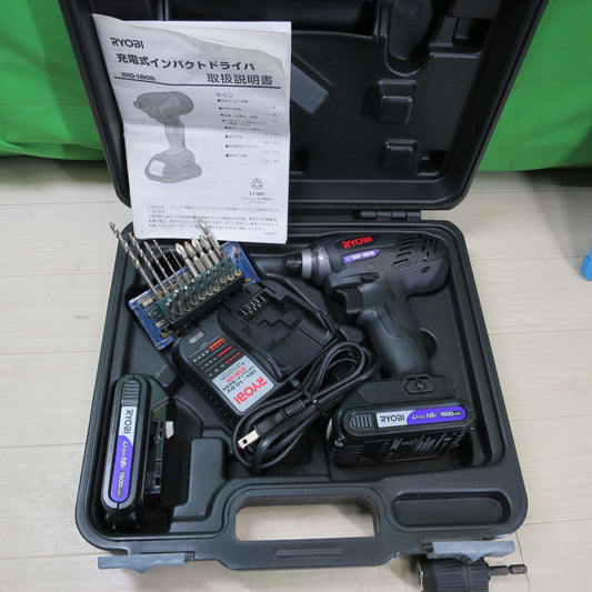 [送料無料] キレイ！バッテリー2個☆RYOBI リョービ 充電式 インパクトドライバ BID-1805 電動 工具 18V 電池パック B-1815L 充電器 UBC-1801L☆