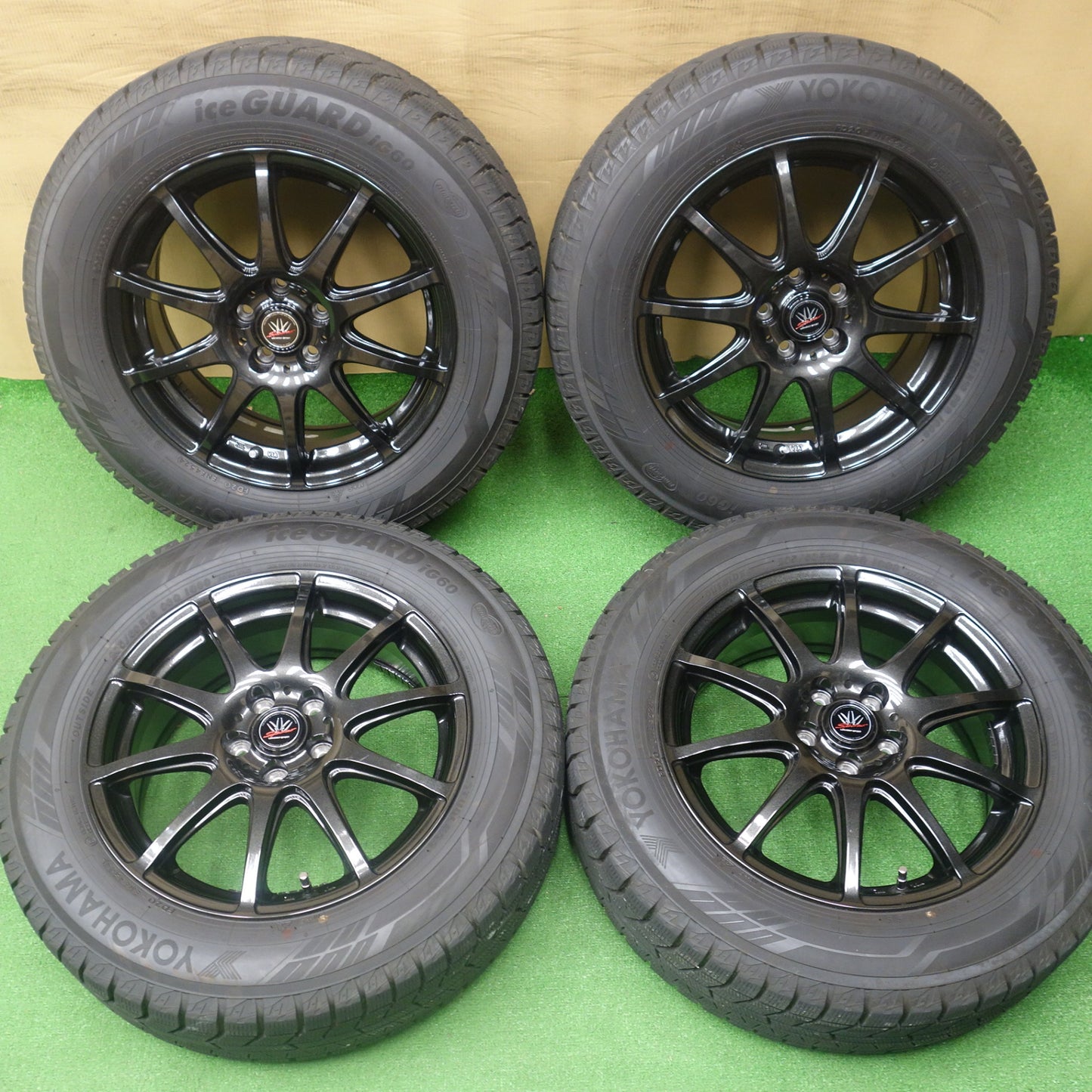 バリ溝！24年！キレイ！9.5分以上◎LOXARNY SPORT 205/60R16 スタッドレス ヨコハマ アイスガード iG60 ロクサーニ 16インチ PCD100/5H◎6062502KTス