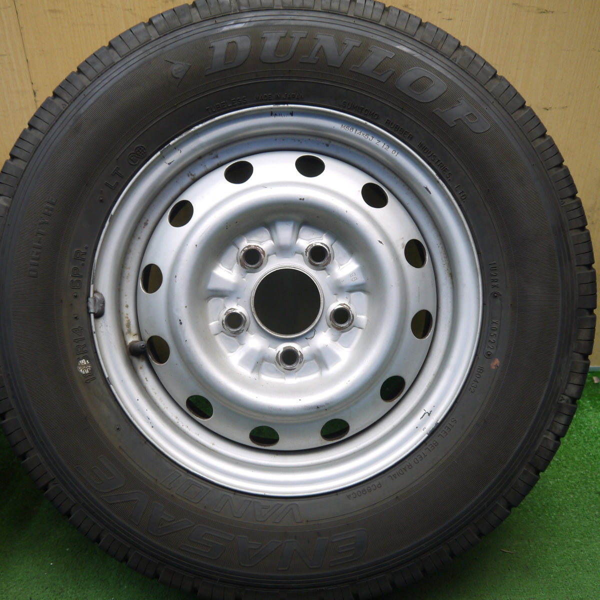 バリ溝！22年！9.5分◎185R14 6PR ダンロップ エナセーブ VAN01 スチール ホイール 14インチ PCD114.3/5H◎6090406Hノ