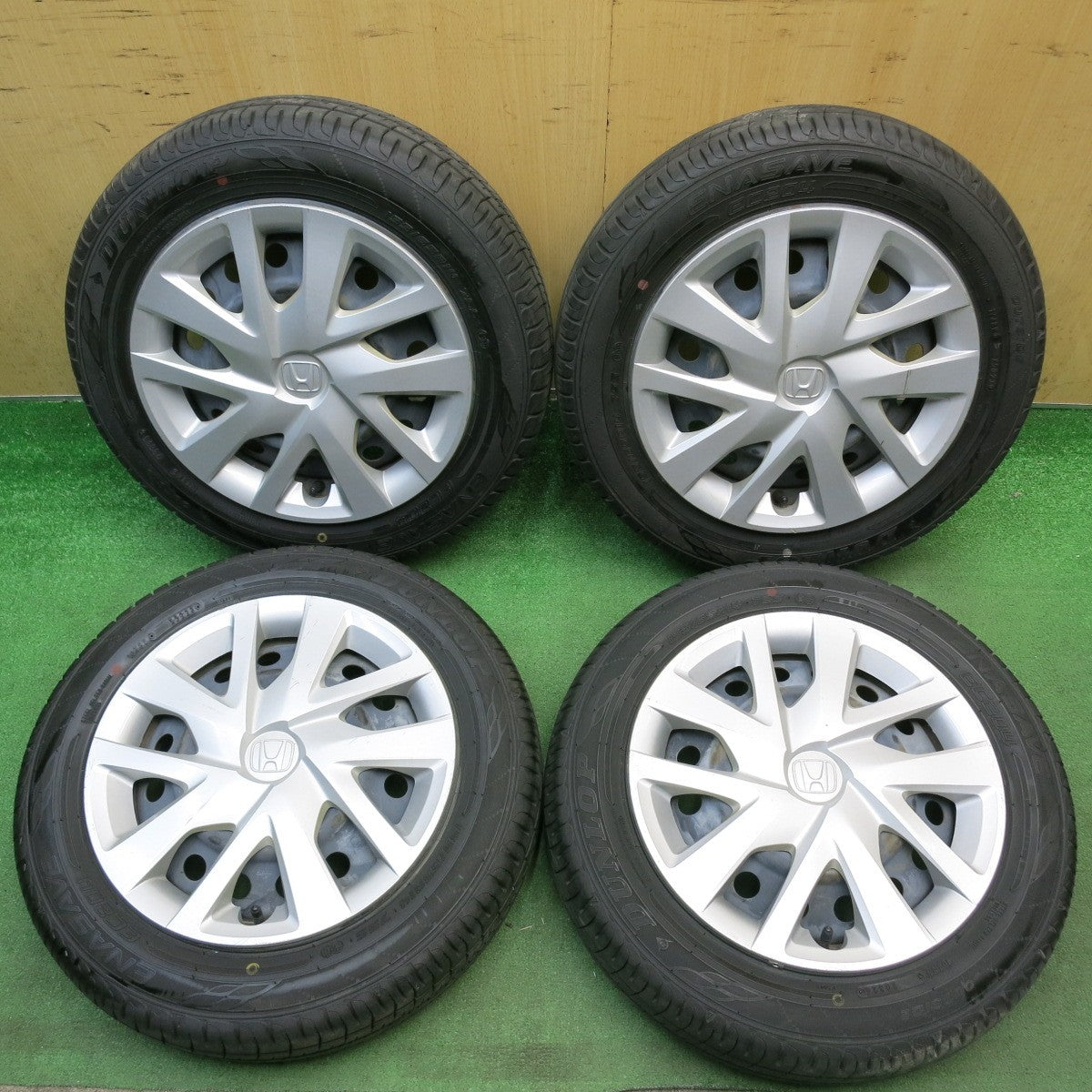 バリ溝！23年！8.5分◎ホンダ N-BOX 純正 スチール 155/65R14 ダンロップ エナセーブ EC204 14インチ PCD100/4H◎6072304HAノ