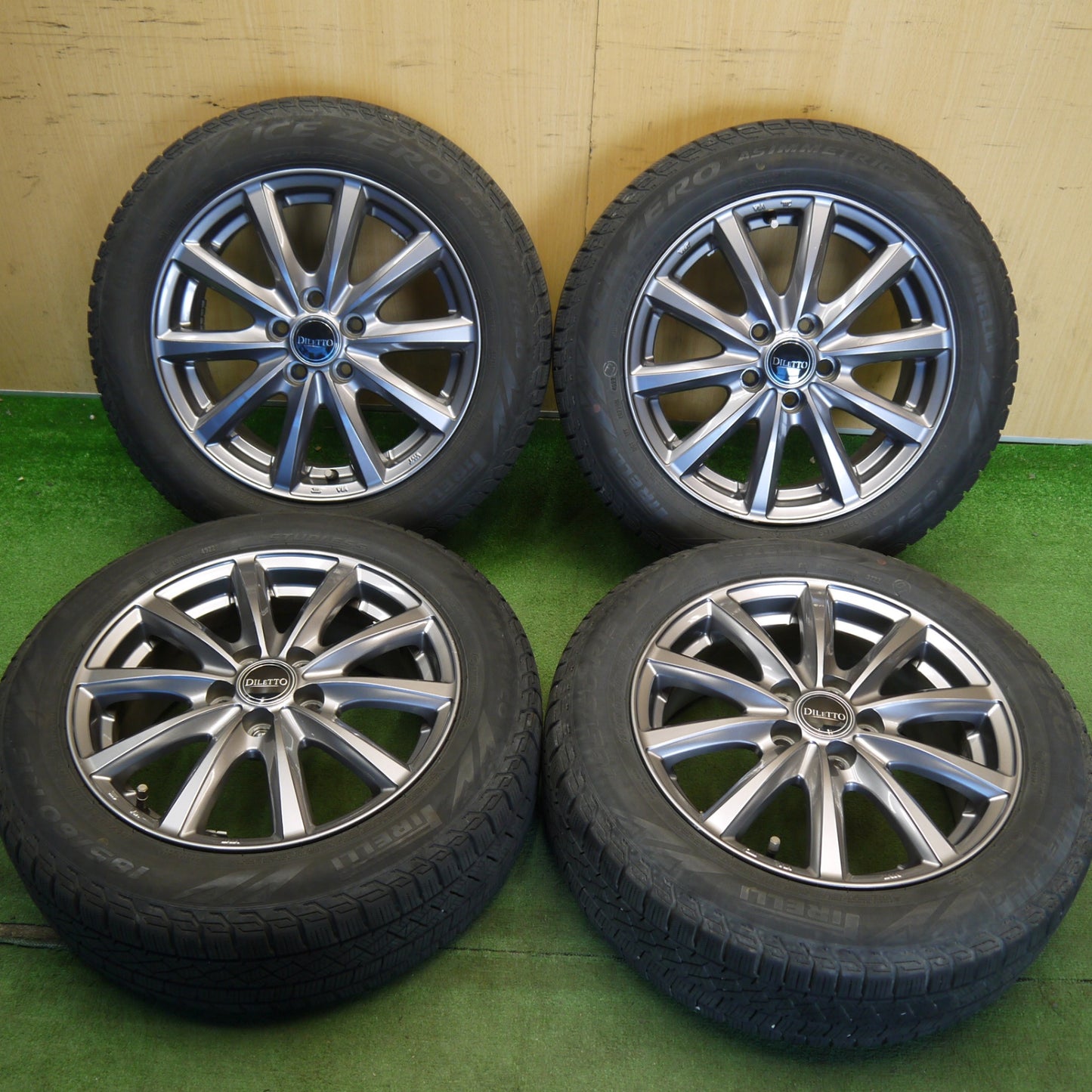 キレイ！22年★シエンタ 等 185/60R15 スタッドレス ピレリ アイスゼロ アシンメトリコ DILETTO ディレット 15インチ PCD100/5H★6051204Hス