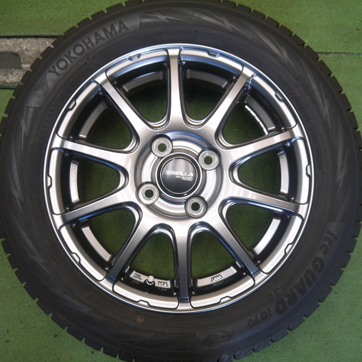 ほぼ未使用！25年！キレイ◎スタッドレス 155/65R14 ヨコハマ アイスガード iG70 SIBILLA NEXT NS10 シビラ ネクスト 14インチ PCD100/4H◎6081902Hス