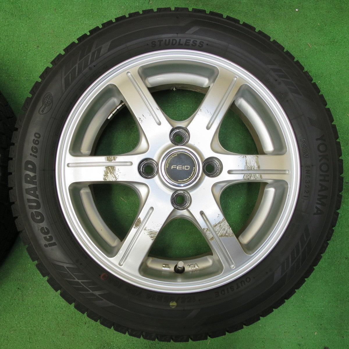 *送料無料* バリ溝！21年！9分★スタッドレス 155/65R14 ヨコハマ アイスガード iG60 FEID 14インチ PCD100/4H★4062202イス