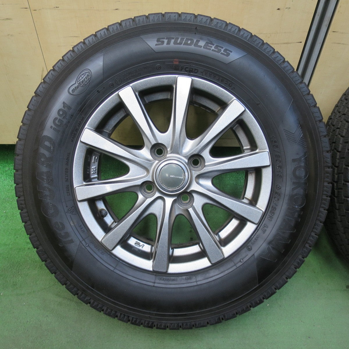 バリ溝！キレイ！9分★スタッドレス 165/80R13 90/88N ヨコハマ アイスガード iG91 MiLLOUS ミルアス 13インチ PCD100/4H★5111907TTス