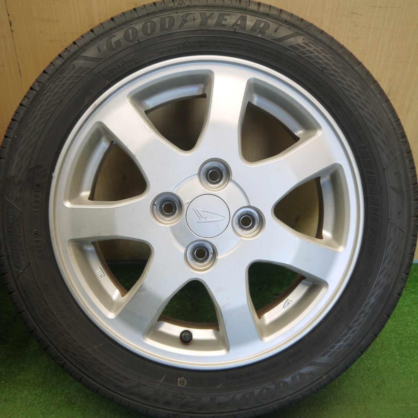 バリ溝！ほぼ10分◎ダイハツ タント ムーヴ 等 純正 155/65R14 グッドイヤー EfficientGrip ECO EG02 14インチ PCD100/4H◎6071702Hノ