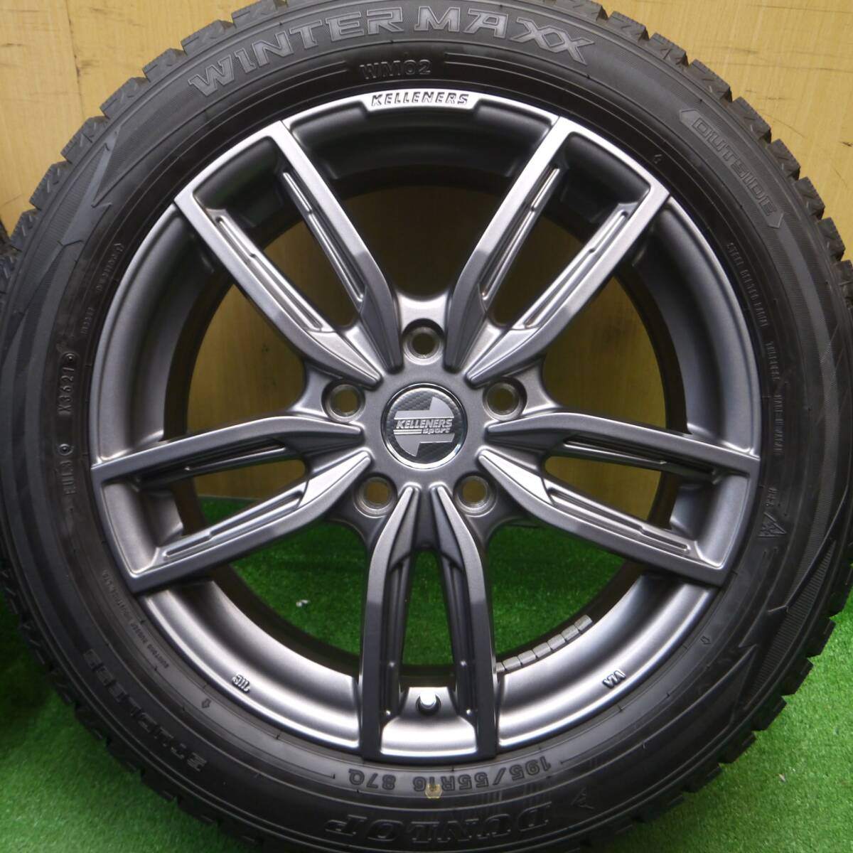 バリ溝！21年！キレイ！ほぼ10分★MINI 等 KELLENERS Sport 195/55R16 スタッドレス ダンロップ ウインターマックス WM02 ケレナーズ スポーツ PCD112/5H★4122702Hス