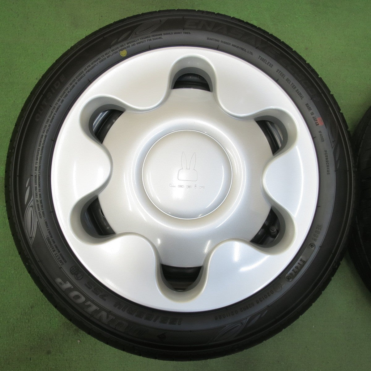 ほぼ新車外し！24年★スズキ HE33S ラパン 純正 スチール 155/65R14 ダンロップ エナセーブ EC300+ 14インチ PCD100/4H★5102412イノ