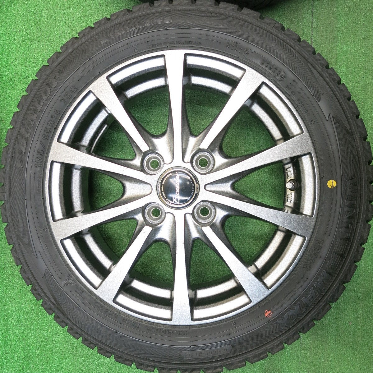 バリ溝！23年！ほぼ10分★スタッドレス 155/65R14 ダンロップ ウインターマックス WM02 Exceeder エクシーダー 14インチ PCD100/4H★6010302HAス