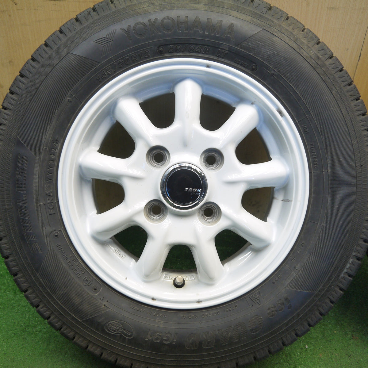 バリ溝！24年！キレイ！9.5分以上◎スタッドレス 145/80R12 86/84N ヨコハマ アイスガード iG91 ZACK JP-209 MONZA ザック モンツァ 12インチ PCD100/4H◎6090110Hス