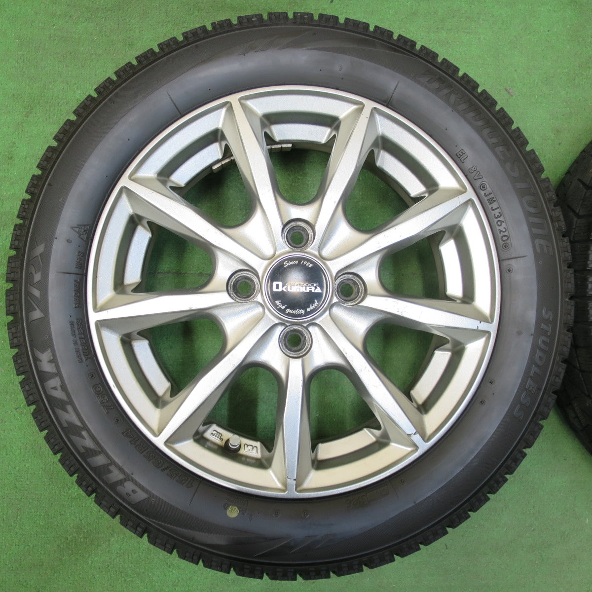 [送料無料] 4本価格！20年★スタッドレス 155/65R14 ブリヂストン ブリザック VRX CAR DOCK OKUMURA 14インチ PCD100/4H★4112003イス