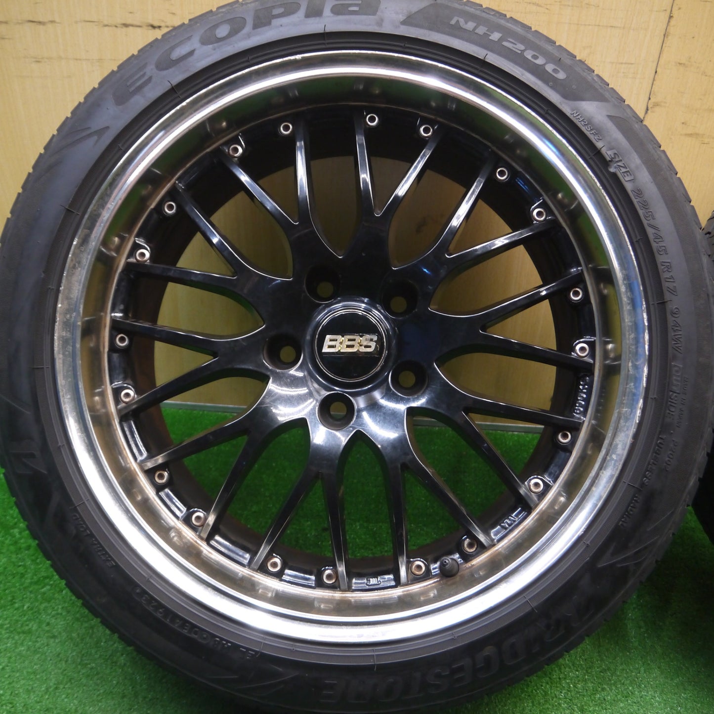 [送料無料] バリ溝！23年！9.5分★ワーゲン 等 BBS タイプ 225/45R17 ブリヂストン エコピア NH200 社外 アルミ 17インチ PCD112/5H★4122506Hノ