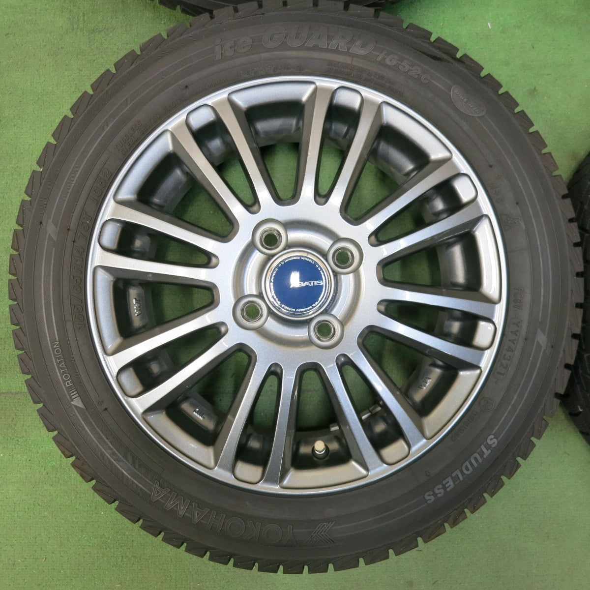 バリ溝！21年！キレイ！9.5分以上★スタッドレス 155/65R14 ヨコハマ アイスガード iG52C ABATIS アバティス 14インチ PCD100/4H★5070417SYス