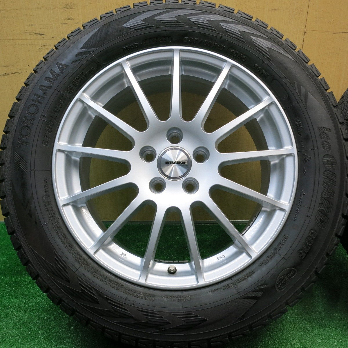 バリ溝！21年！9.5分★ボルボ 等 IRVINE F01 235/60R17 スタッドレス ヨコハマ アイスガード G075 17インチ アーヴィン PCD108/5H★5103011HAス