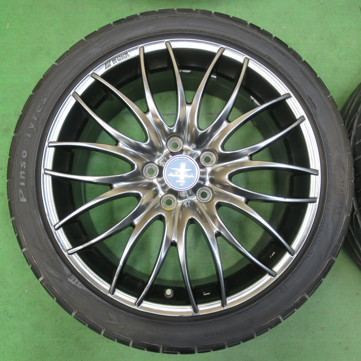 [送料無料] バリ溝！9.5分★WORK STEEZ 225/45R18 ピンソ PS91 ワーク スティーズ 18インチ PCD114.3/5H★5020907IMノ