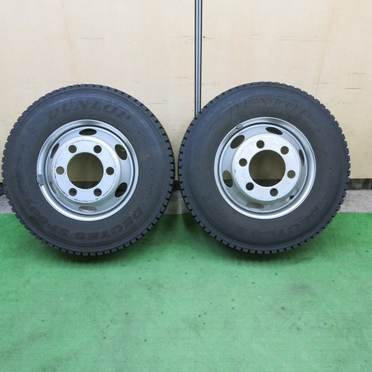 バリ溝！21年！8.5分！2本★トラック タイヤ 225/80R17.5 123/122L スタッドレス ダンロップ デクテス SP001 TOPY スチール 135-9CS PCD222.25/6H★5021903ナス