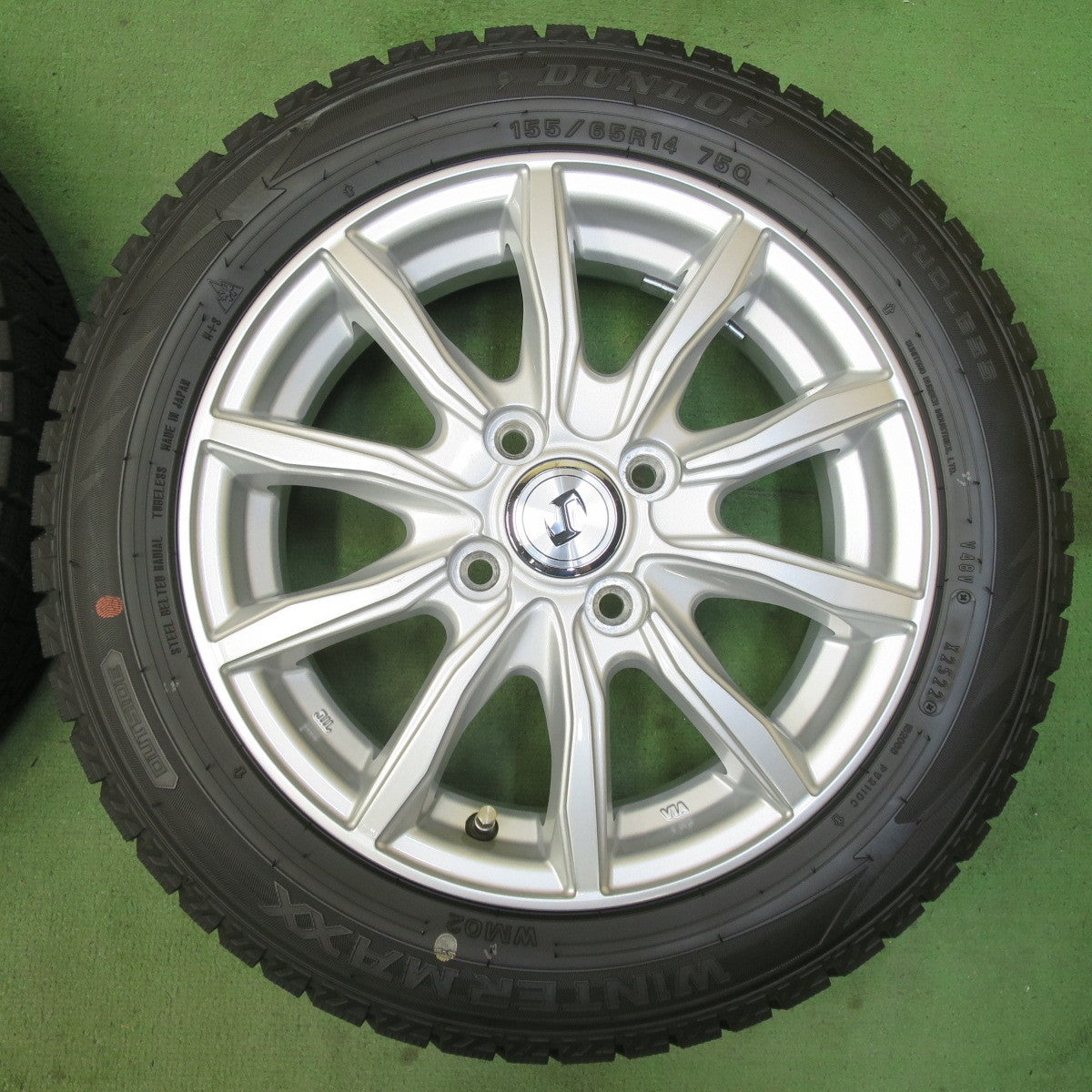バリ溝！22年！キレイ！ほぼ10分★スタッドレス 155/65R14 ダンロップ ウインターマックス WM02 社外 アルミ 14インチ PCD100/4H★5092007イス
