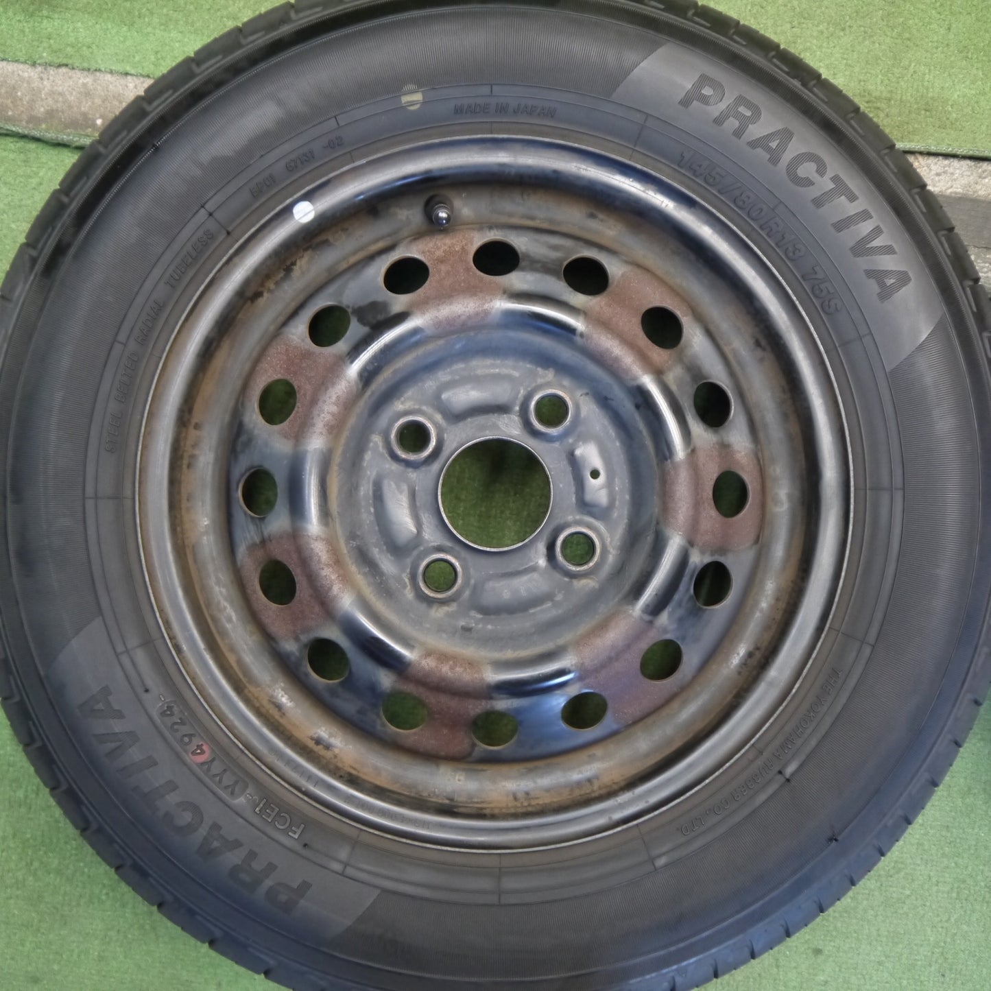 4本価格！24年◎145/80R13 プラクティバ ヨコハマ 製 スチール ホイール 13インチ PCD100/4H◎6080504Hノ