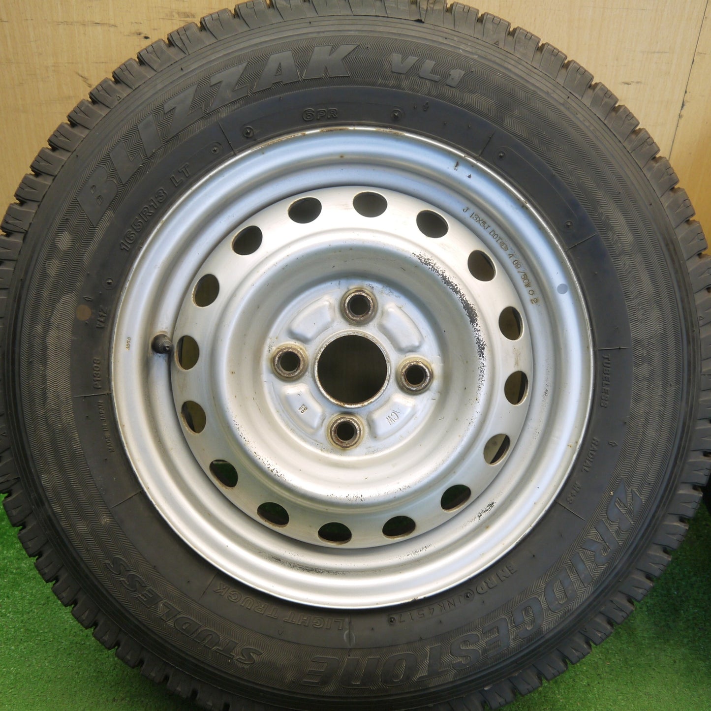 バリ溝！9.5分◎スタッドレス 165R13 6PR ブリヂストン ブリザック VL1 スチール ホイール 13インチ PCD100/4H◎6072906Hス