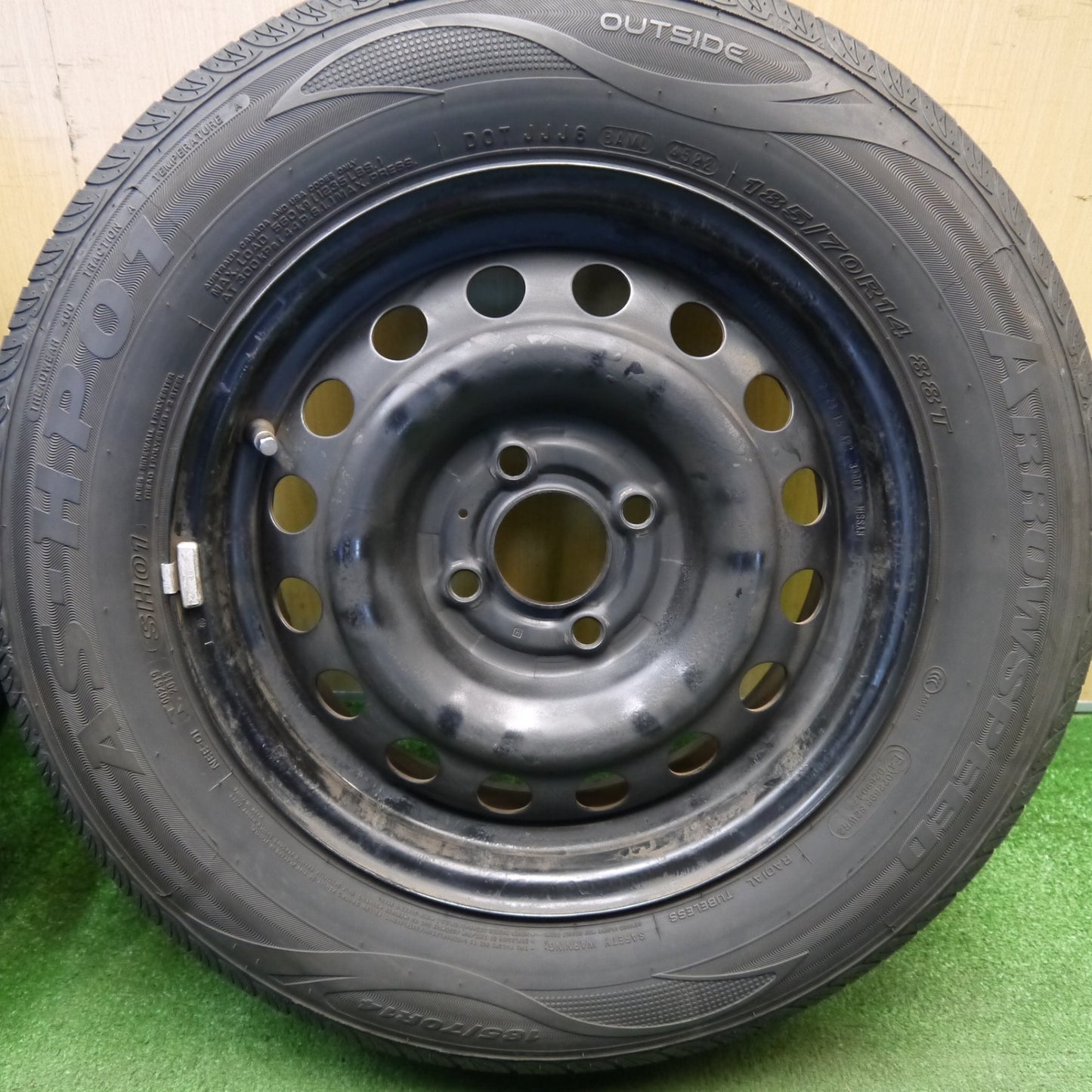 バリ溝！22年！9分★185/70R14 アロースピード AS-HP01 スチール ホイール 14インチ PCD100/4H★6032706Hノ