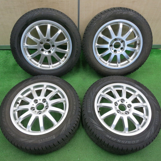 バリ溝！22年！8.5分★ボルボ 等 205/55R16 スタッドレス ピレリ ゼロ アシンメトリコ C-WORKS MS-1 16インチ PCD108/5H★4120613TNス