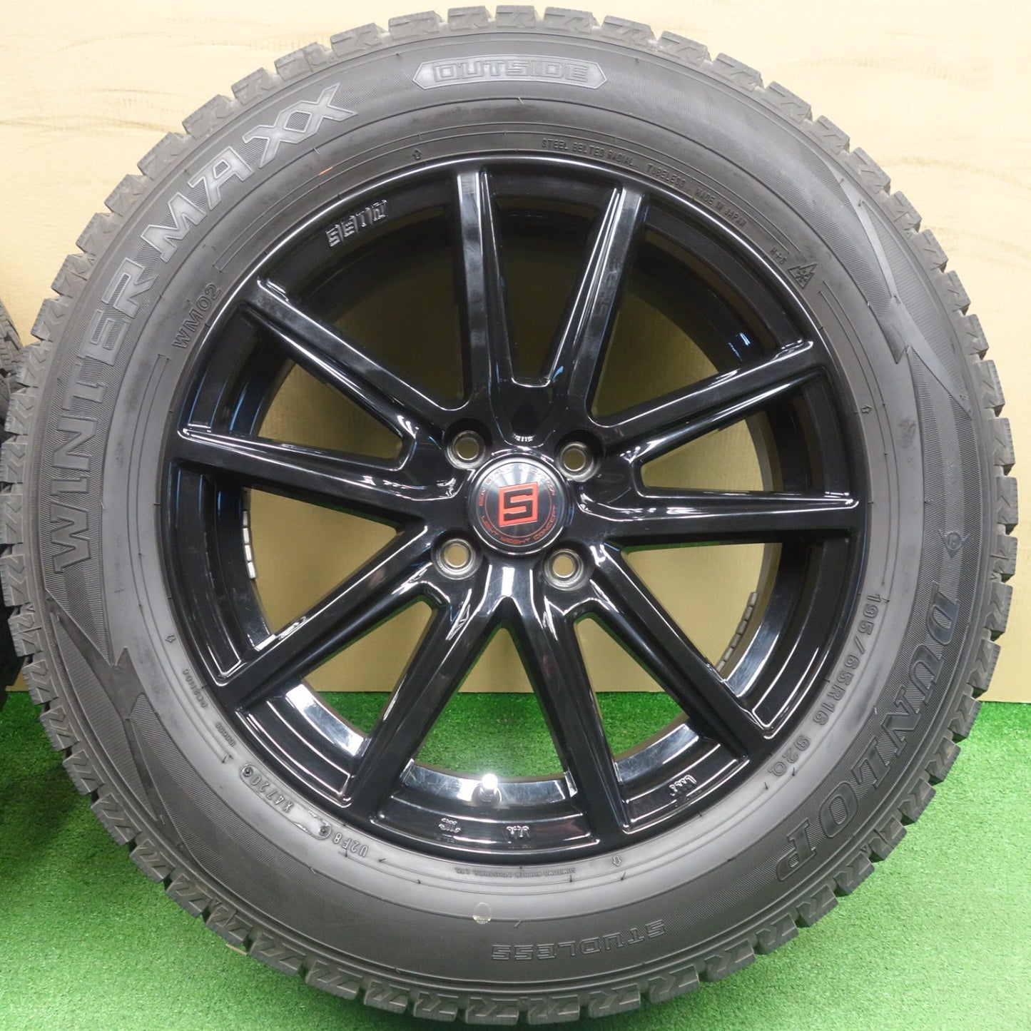 バリ溝！キレイ！9分★スタッドレス 195/65R16 ダンロップ ウインターマックス WM02 SEIN SS ザイン 16インチ PCD100/4H★6040502KTス