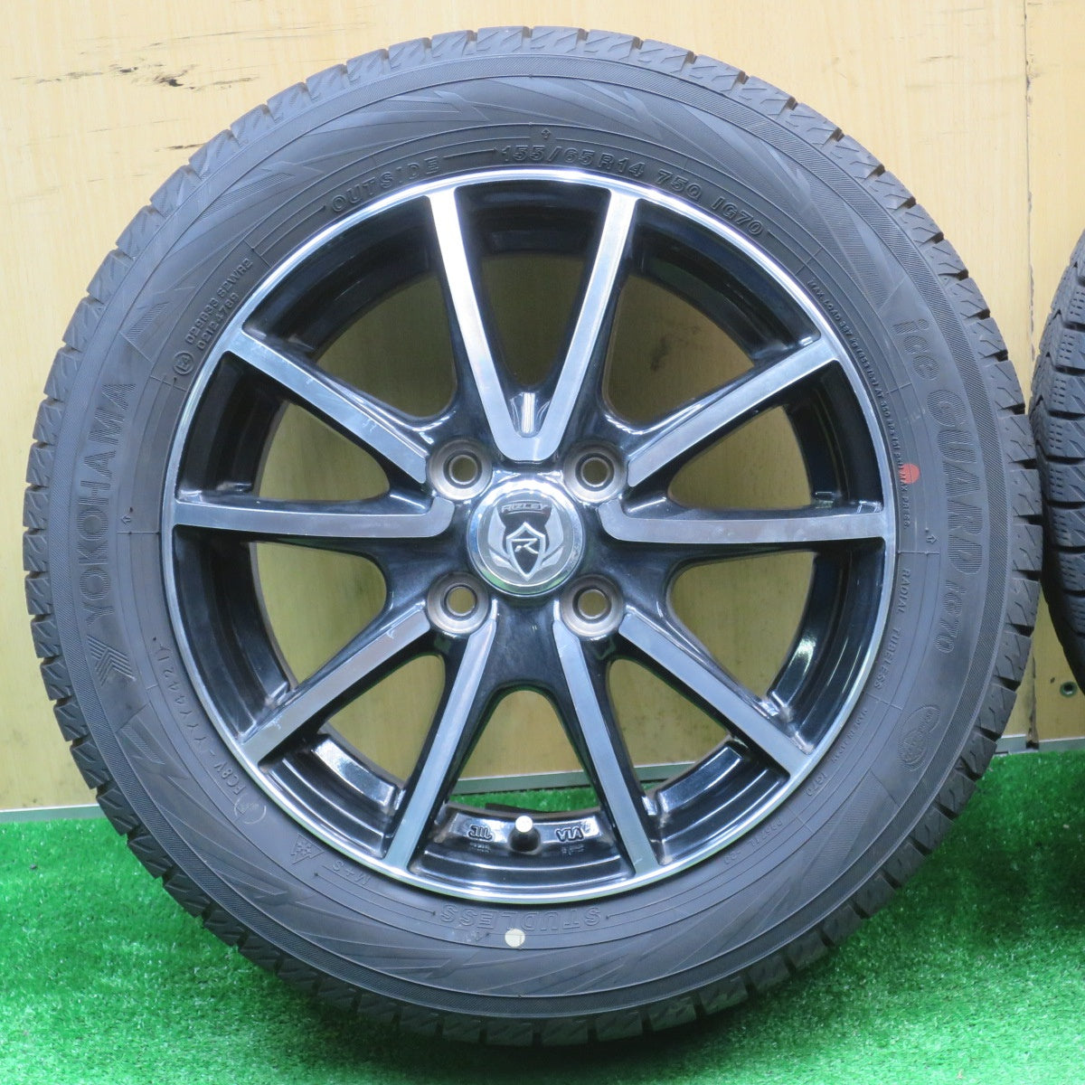 バリ溝！21年！9.5分★スタッドレス 155/65R14 ヨコハマ アイスガード iG70 RiZLEY ライツレー 14インチ PCD100/4H★5110706NJス